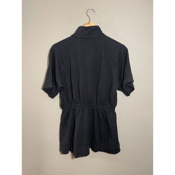 Athleta Allyson Felix Zip Cinch Waist Pullover Sweatshirt Top Fleece Black Small - Picture 3 of 7